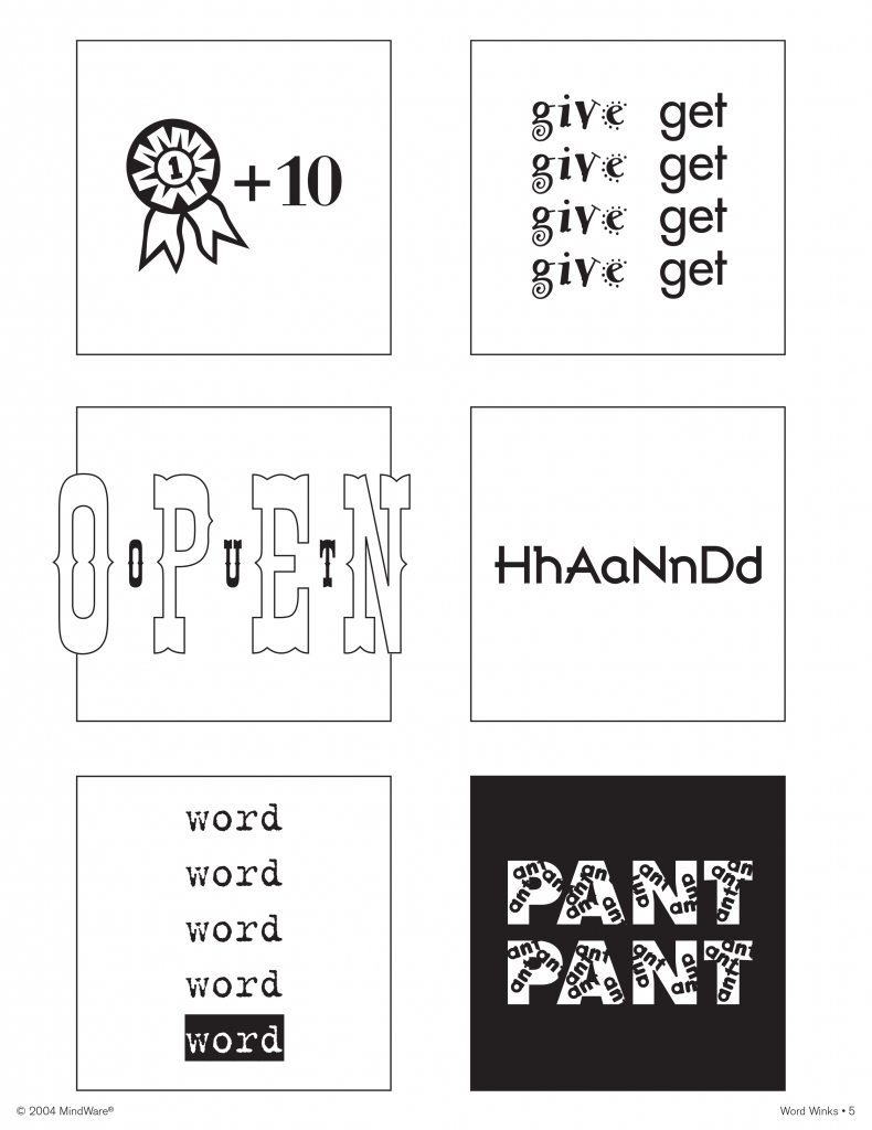 Free Printable Word Winks Free Printable