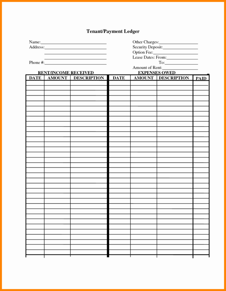 Free Printable Rent Ledger