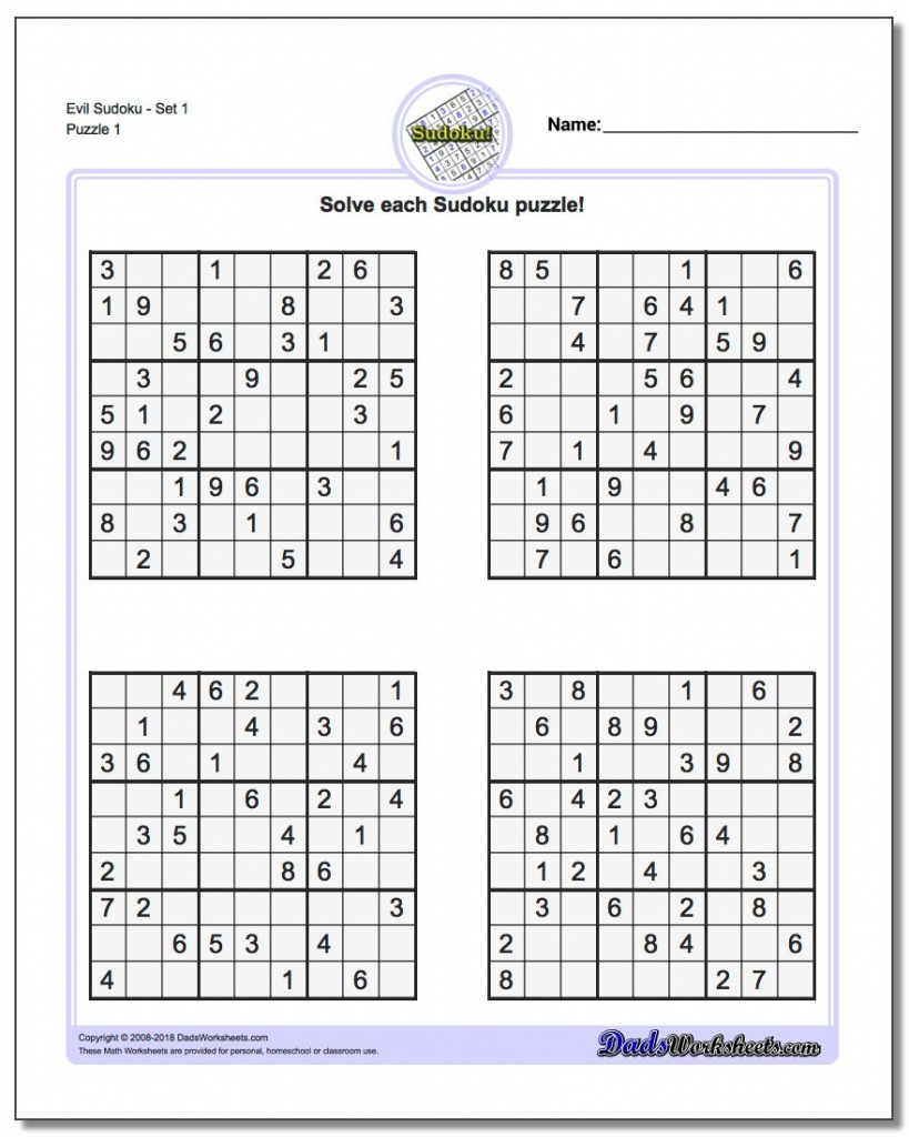 Free Sudoku Puzzles Free Sudoku Puzzles From Easy To Evil Level 