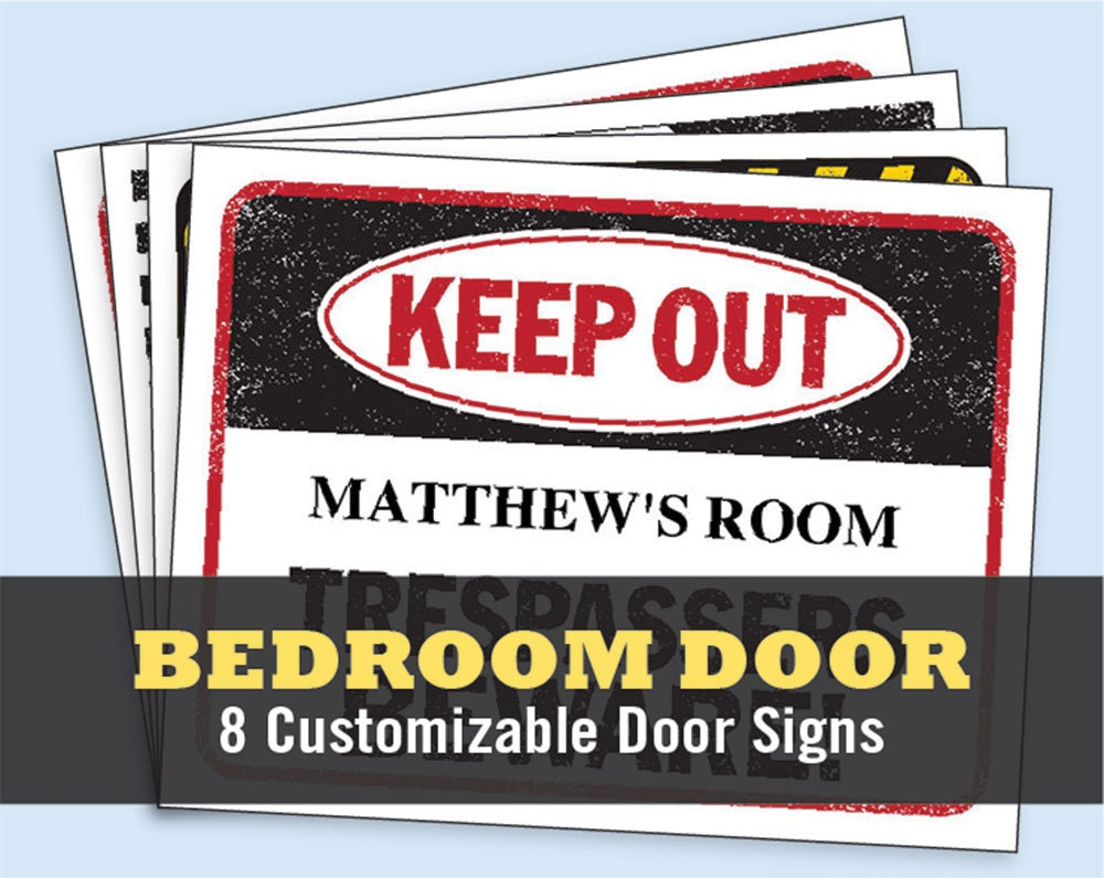 Fun Kids Bedroom Door Signs Printable Customizable Digital