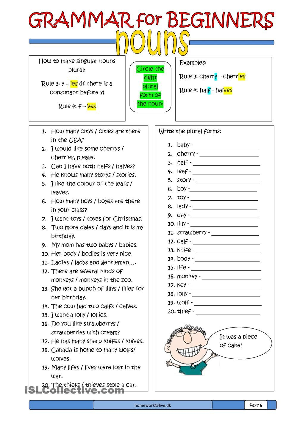 Grammar For Beginners Nouns 2 FREE ESL Worksheets Learn English 