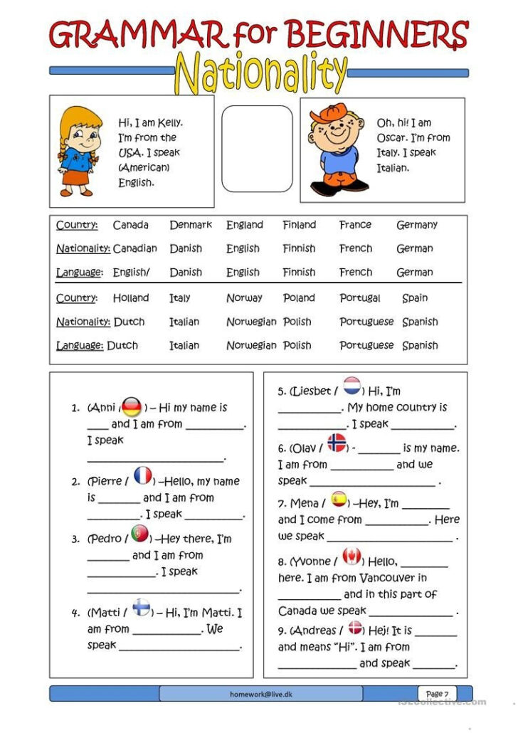 Free Printable English Lessons For Beginners
