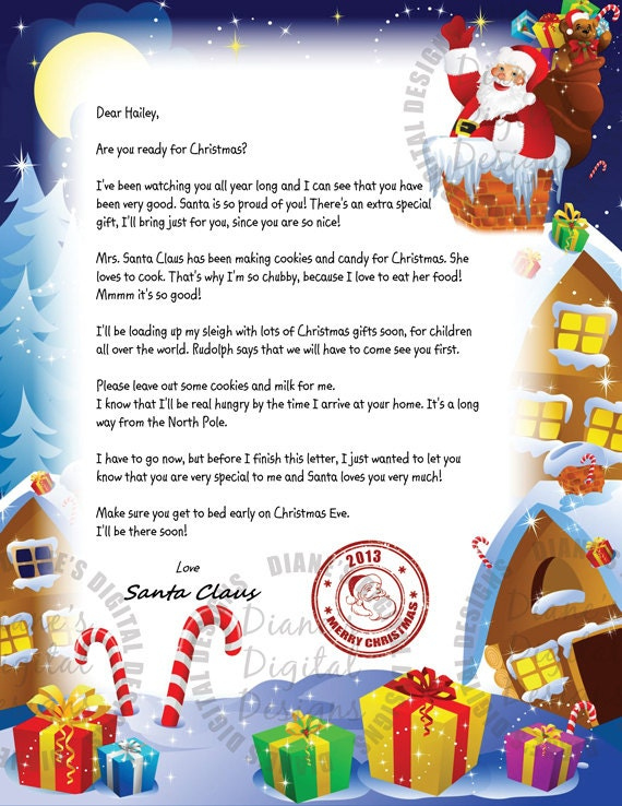Items Similar To Personalized Letter From Santa Claus Printable 