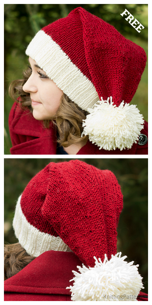 Knit Christmas Santa Hat Free Knitting Patterns Knitting Pattern