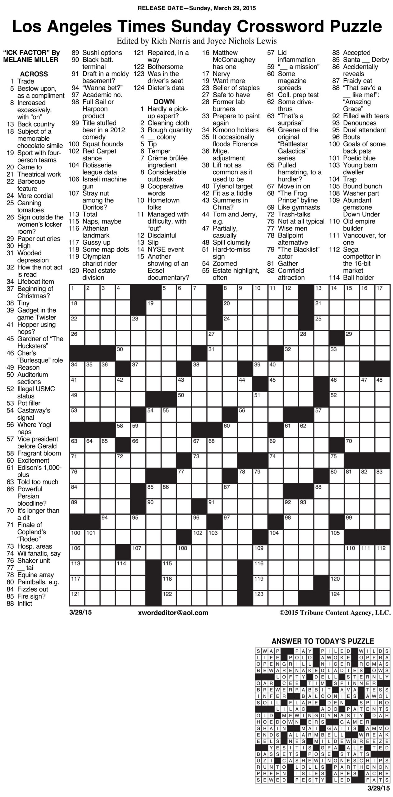 La Times Free Printable Crosswords Free Printable | Rossy Printable