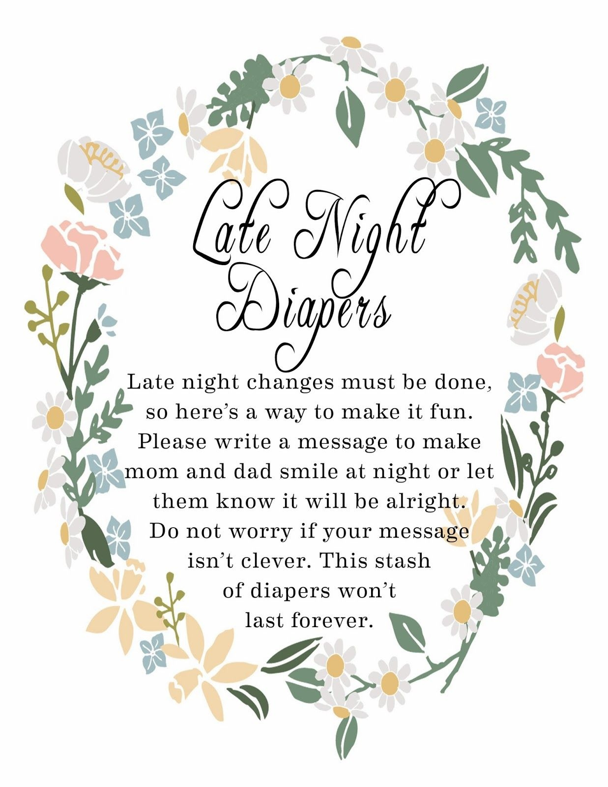 Late Night Diaper Sign Free Printable Free Printable