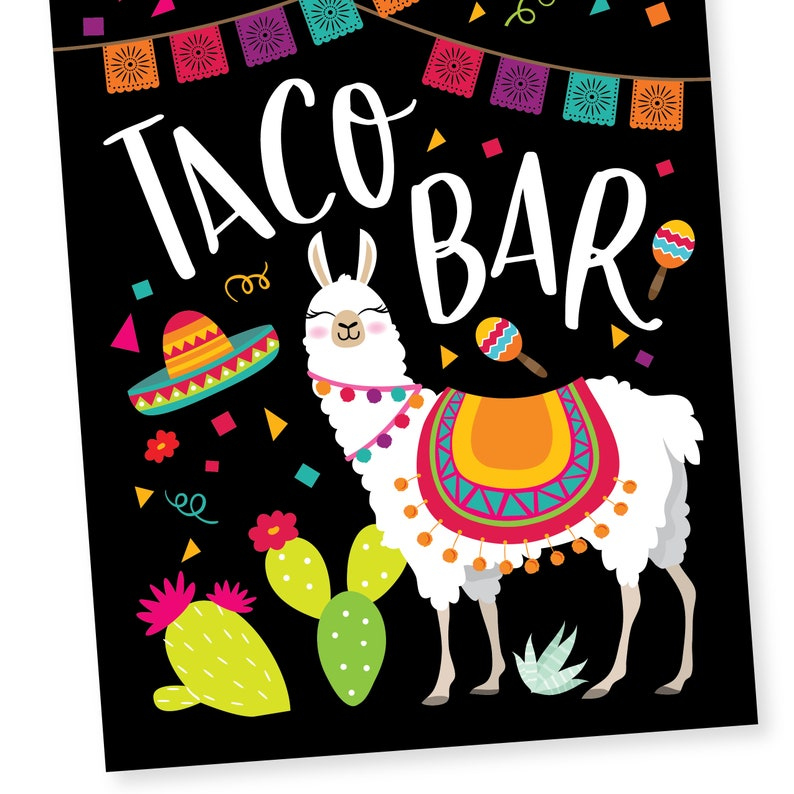 Llama Taco Bar Sign Printable Party Sign Instant Download Etsy