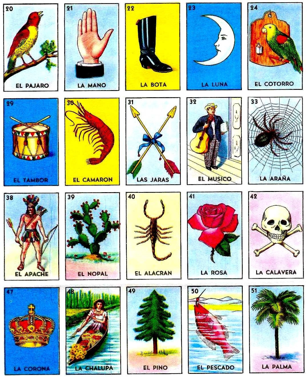 Loteria Collage Sheet Vintage Loteria Cards Mexican Bingo Day 