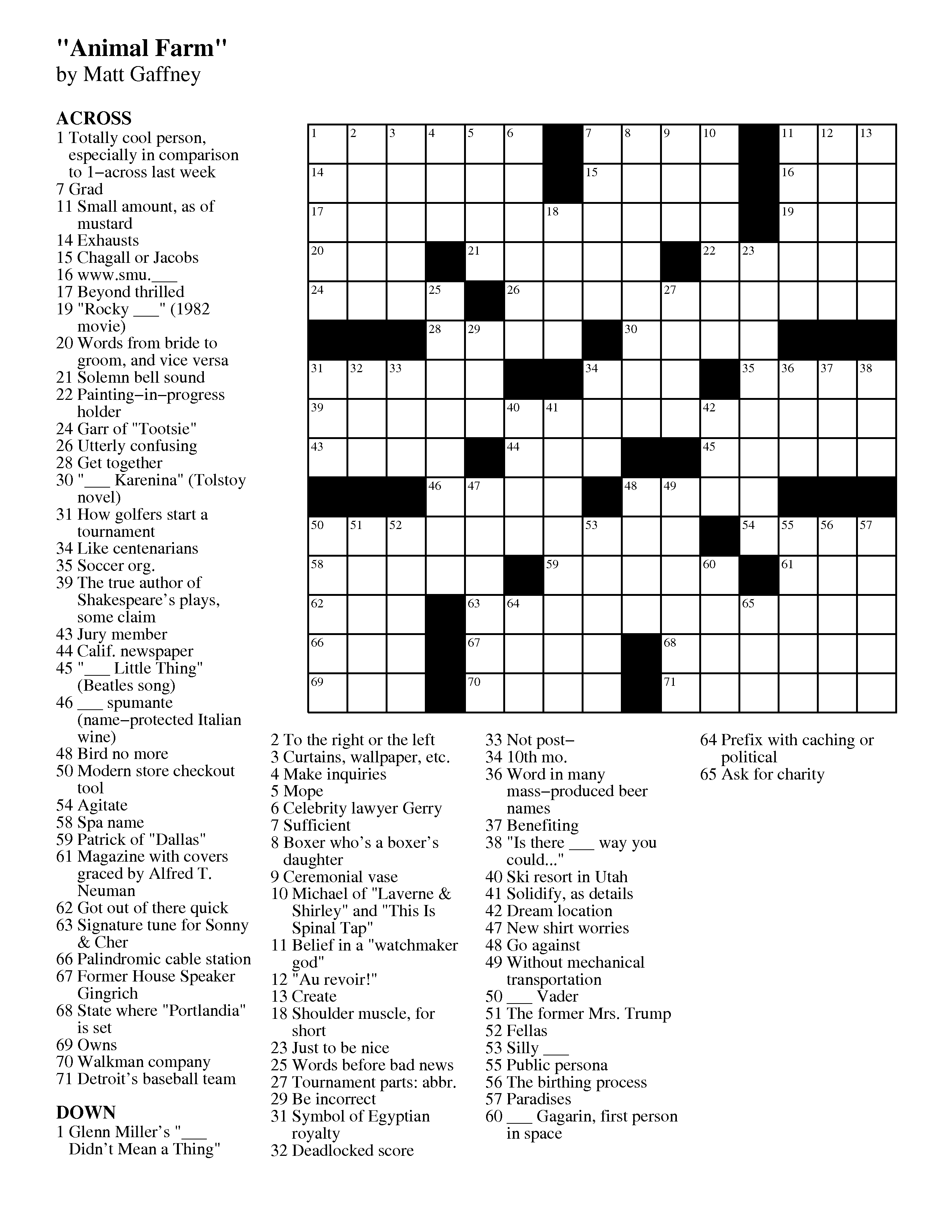 Merl Reagle 39 s Sunday Crossword Free Printable Free Printable A To Z