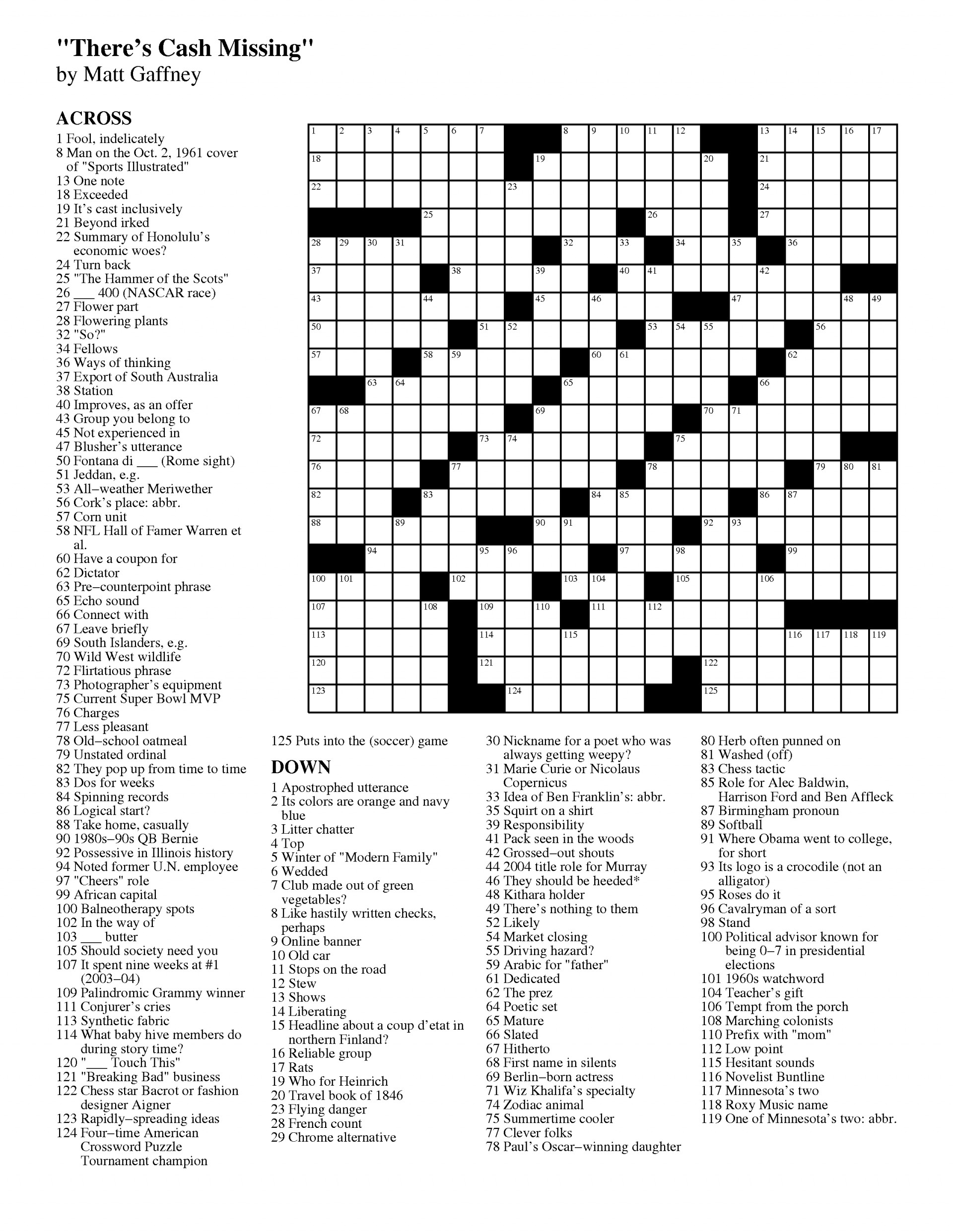 Merl Reagle #39 s Sunday Crossword Free Printable Rossy Printable