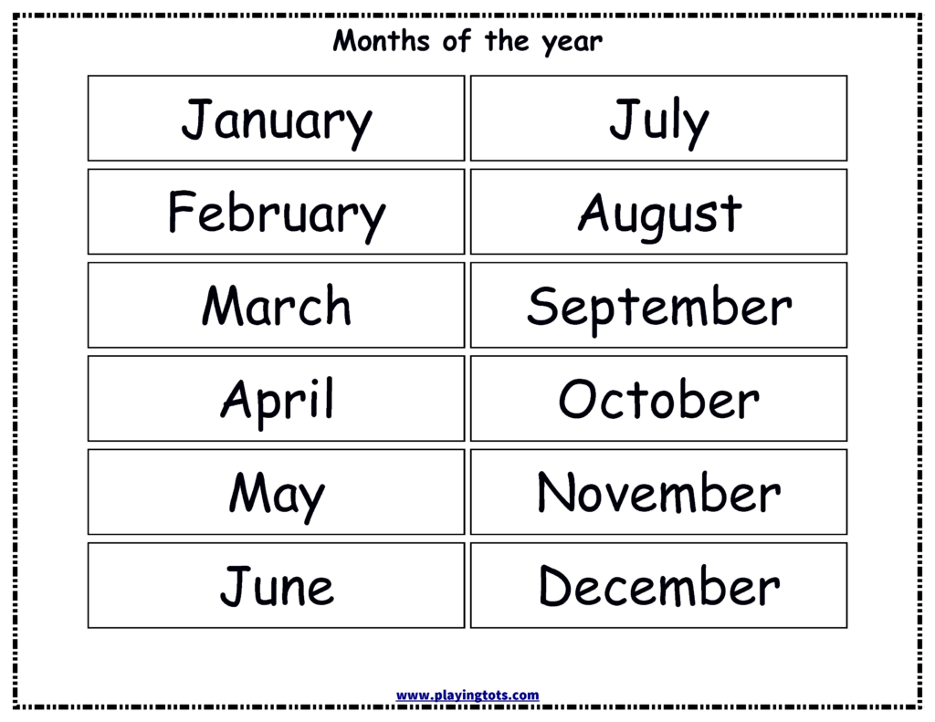 Free Printable Months Of The Year Chart Rossy Printable