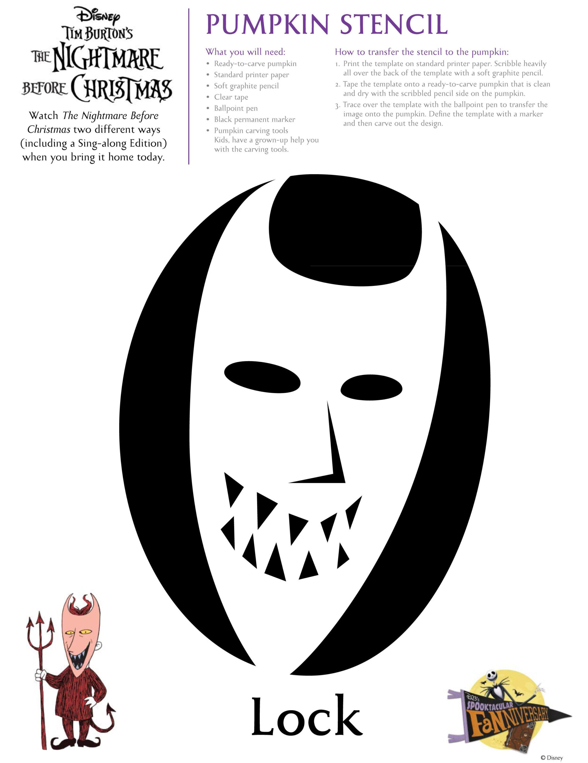 Nightmare Before Christmas Lock Pumpkin Stencil Pumpkin Pattern 