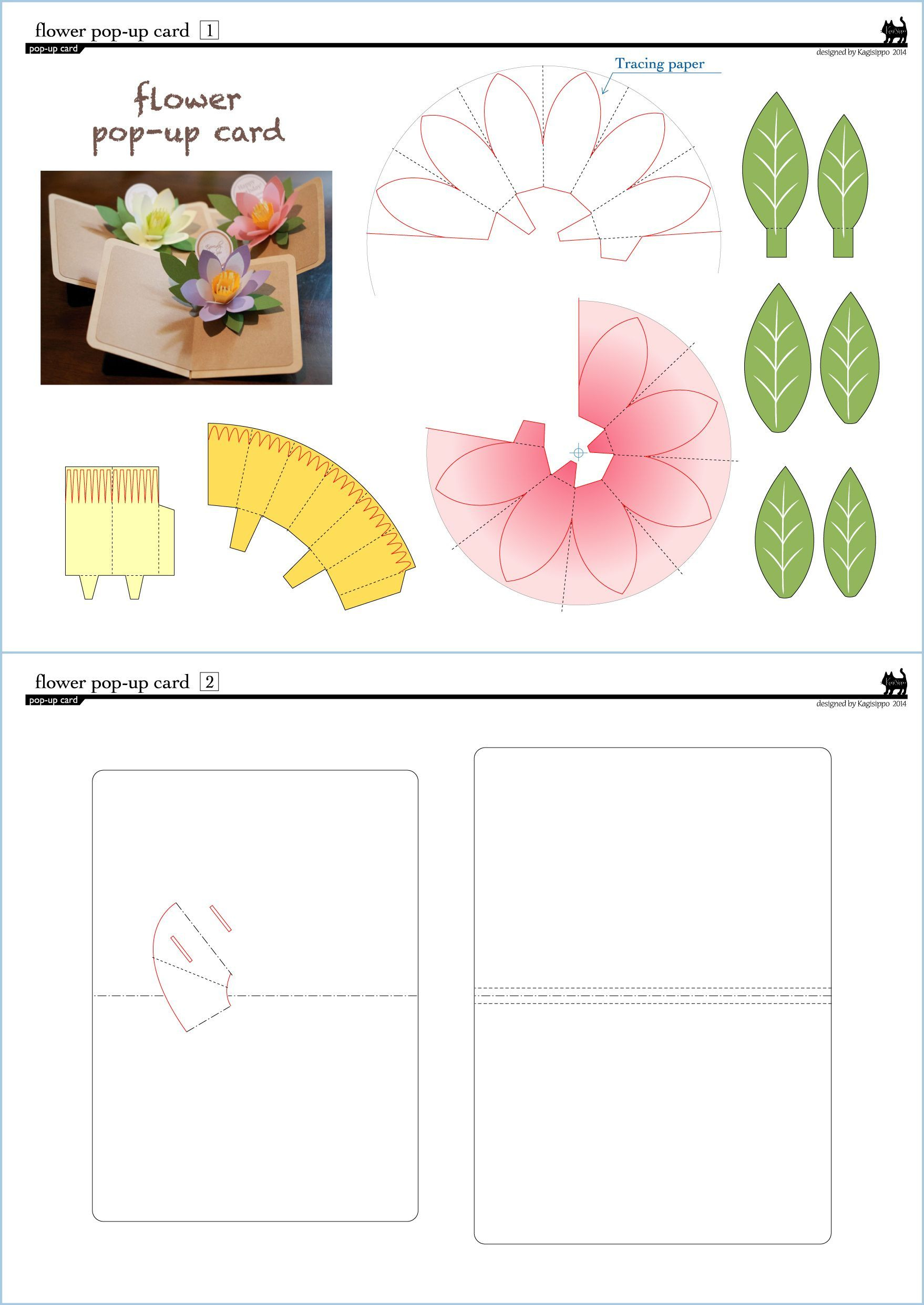 Pop Up Flower Cards Pop Up Card Templates Kirigami Patterns