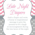 Printable 8x10 Late Night Diapers Baby Shower Sign In Pink And Gray