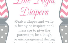 Printable 8x10 Late Night Diapers Baby Shower Sign In Pink And Gray