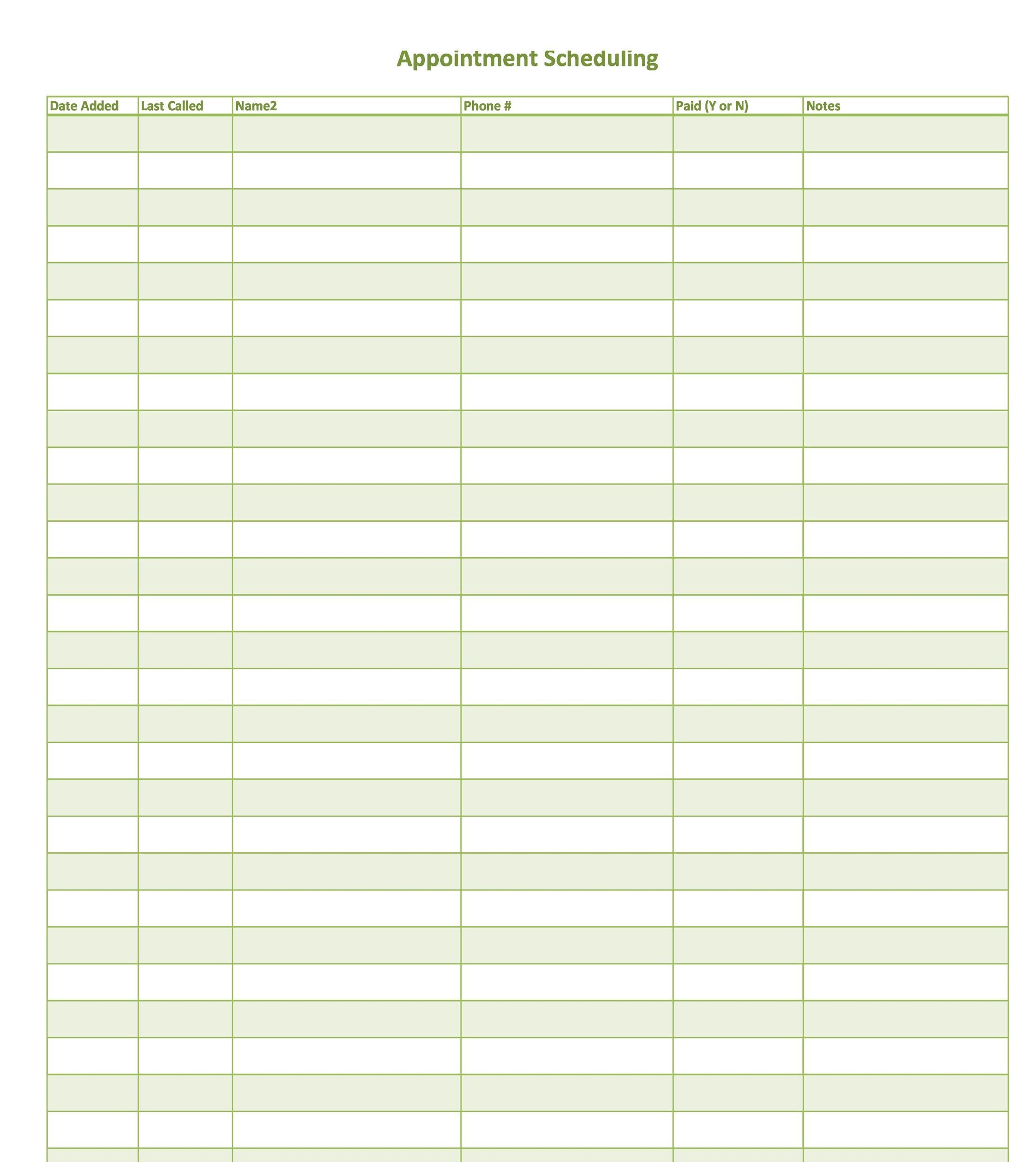 Printable Appointment Book Pages Free