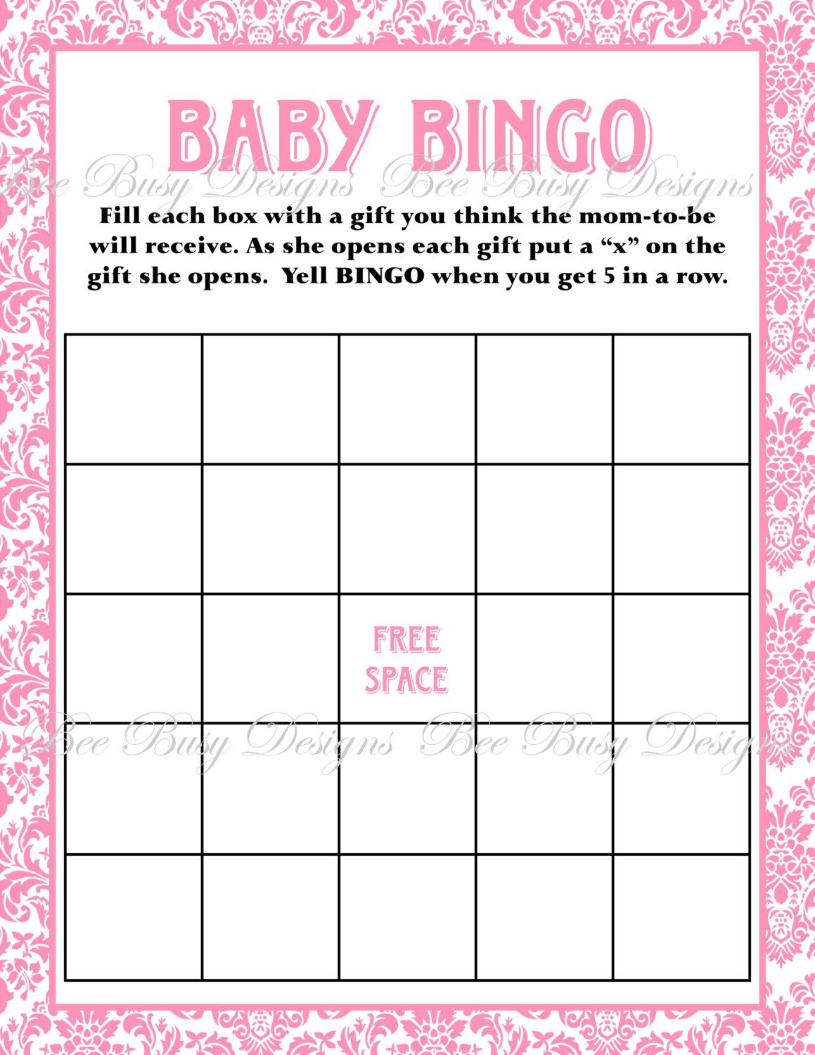 Printable Baby Shower Bingo 50 Cards Pink And Blue Printable 