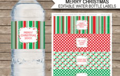 Printable Christmas Water Bottle Labels Template Editable Text