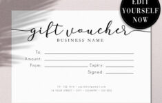Printable Gift Voucher Certificate Card Editable Template Etsy
