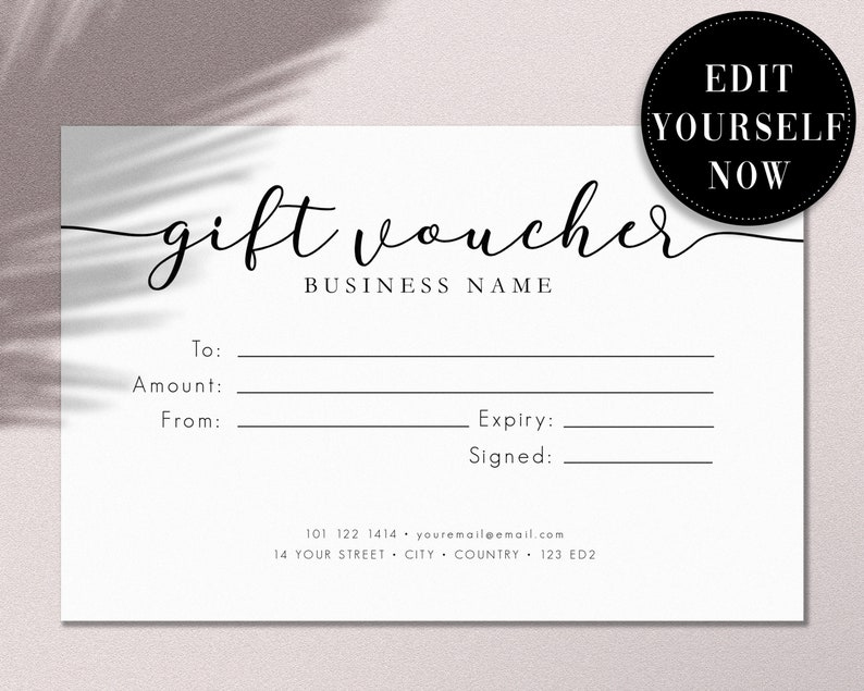 Printable Gift Voucher Certificate Card Editable Template Etsy