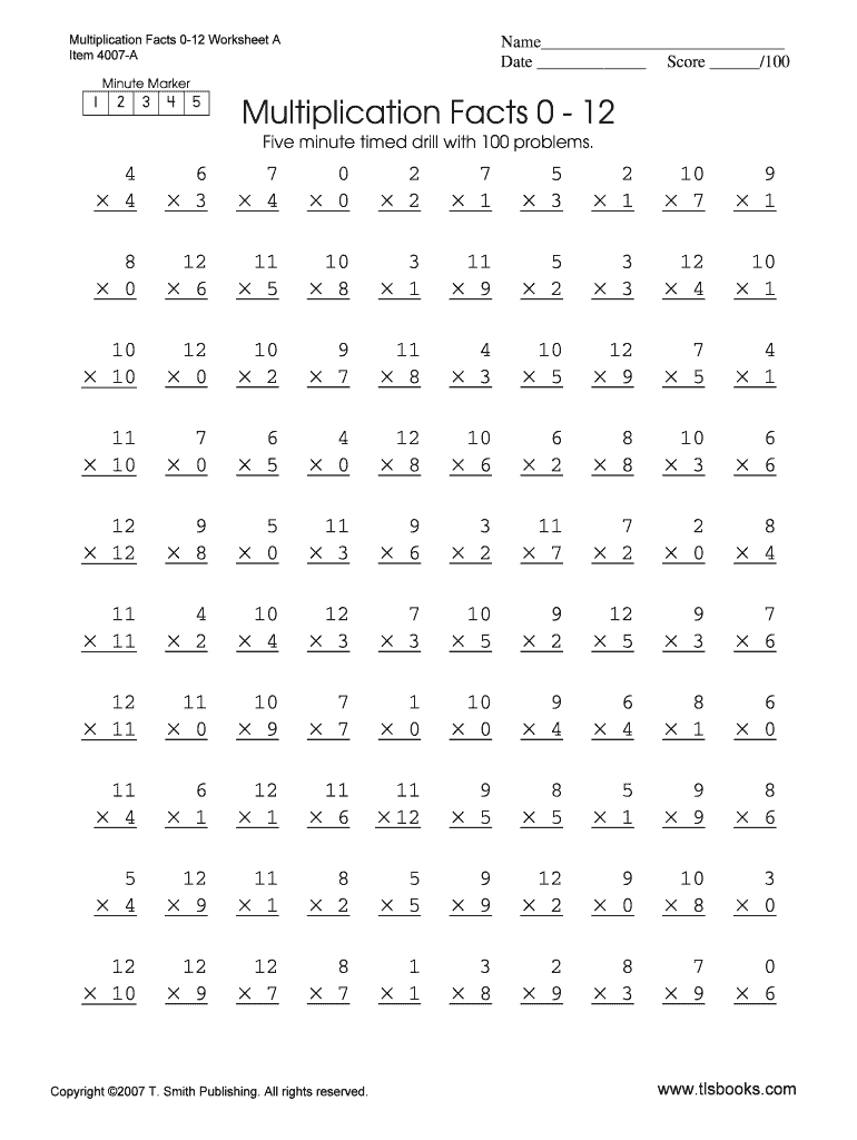 Printable Multiplication Speed Drills PrintableMultiplication