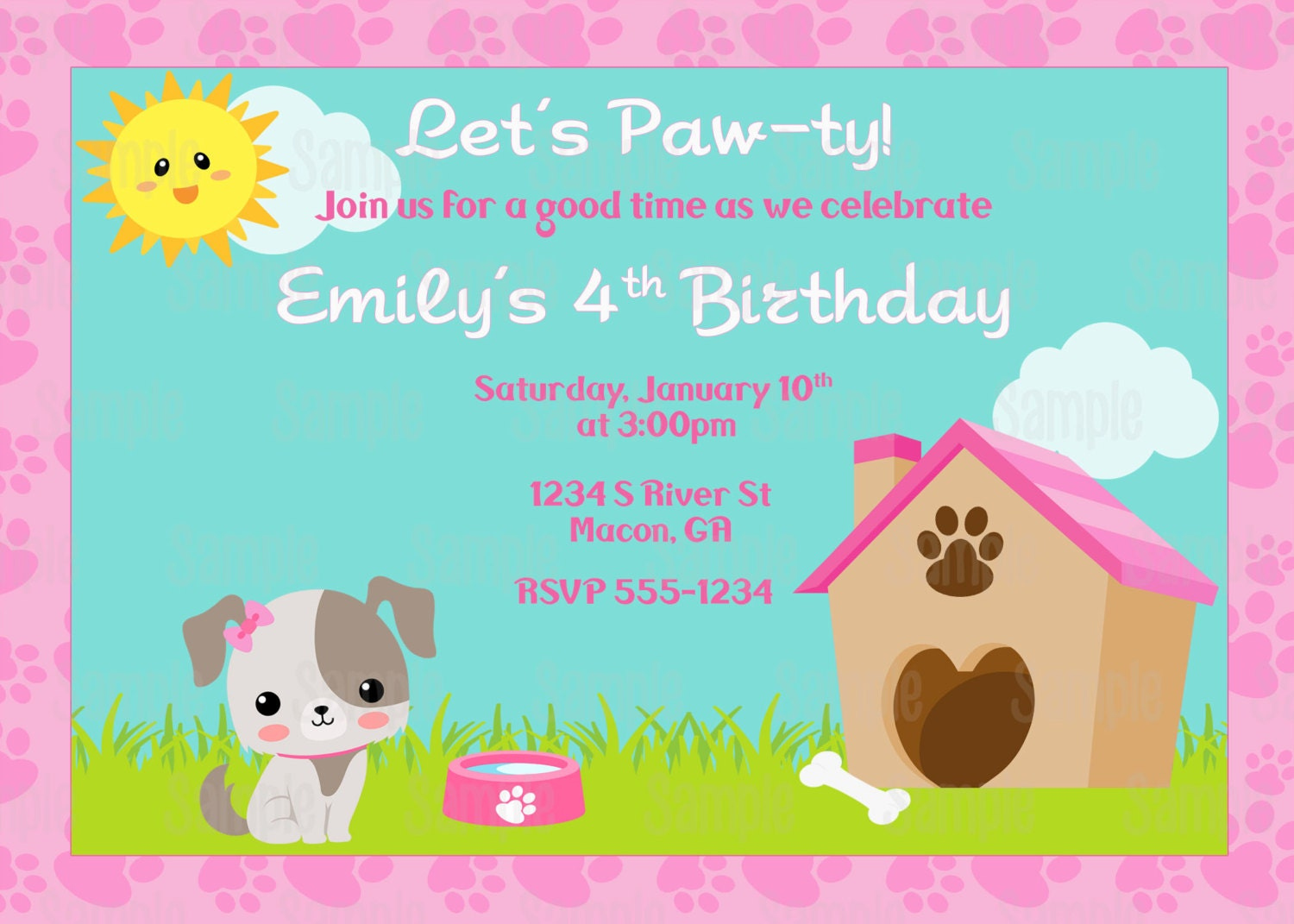 Printable Puppy Dog Birthday Party Invitation Plus FREE Blank