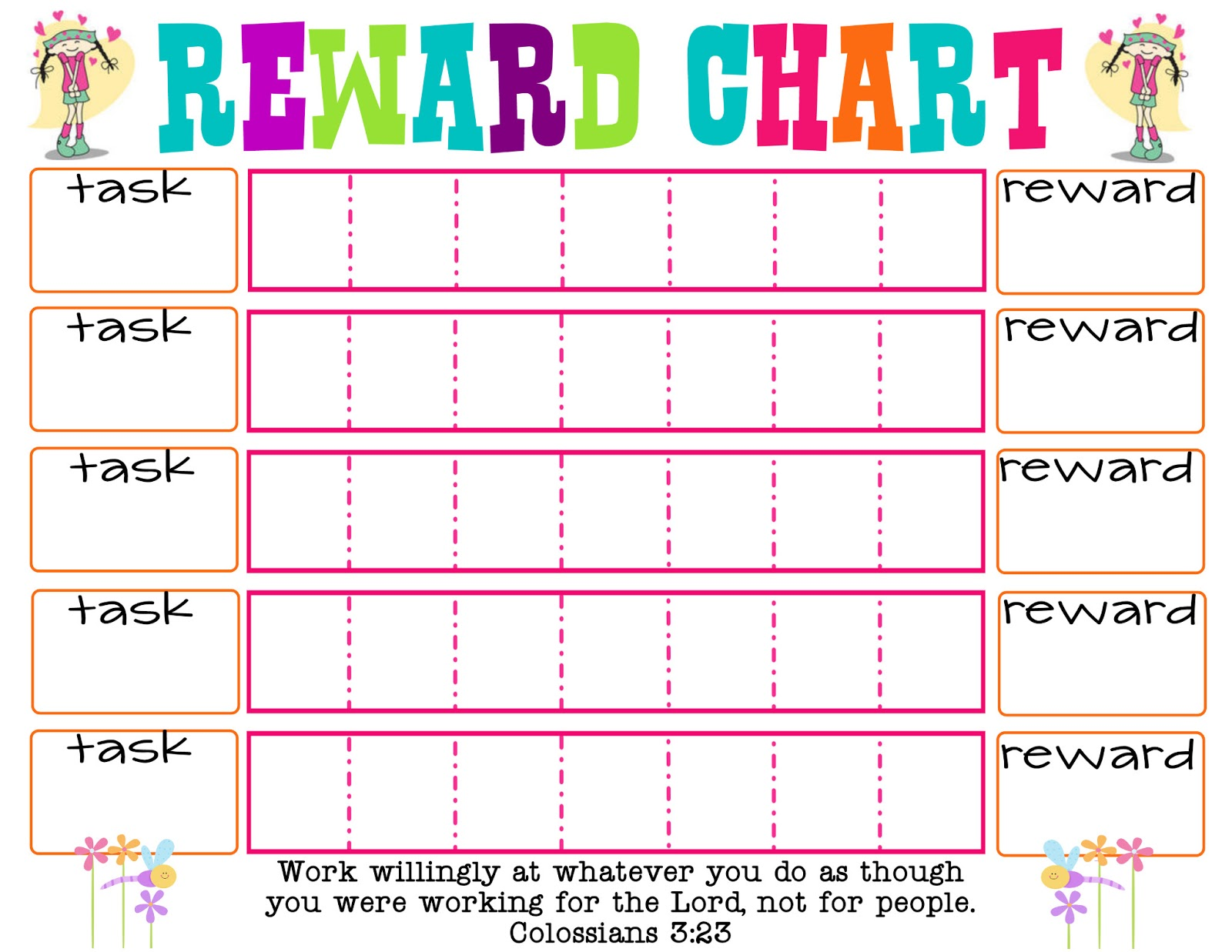 Printable Reward Chart The Girl Creative