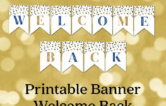 Printable Welcome Back Banner Blue Gold Confetti Bunting Etsy