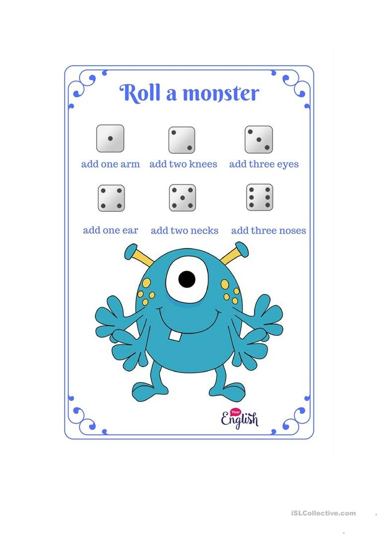 Roll A Monster Free Printable Free Printable