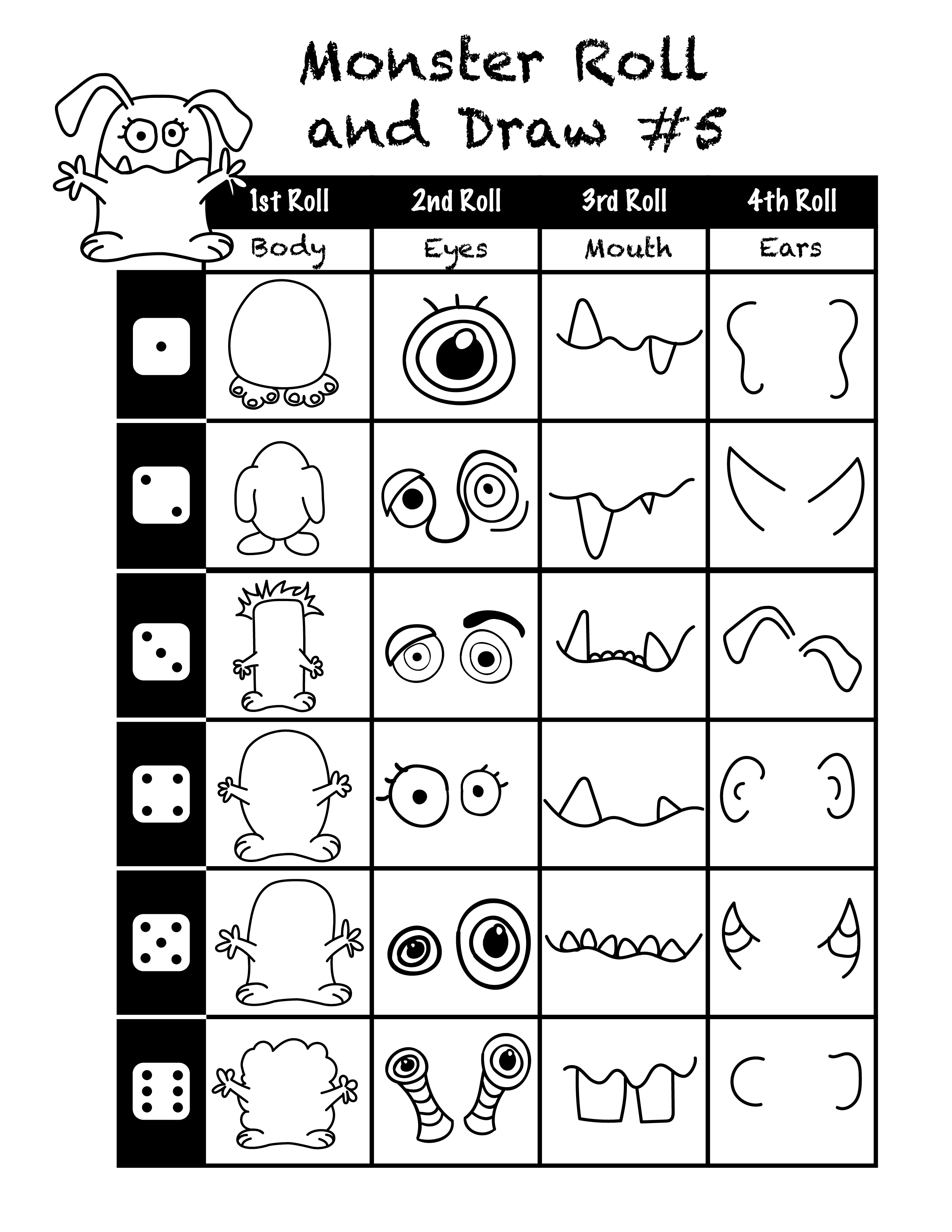 Roll A Monster Free Printable Rossy Printable