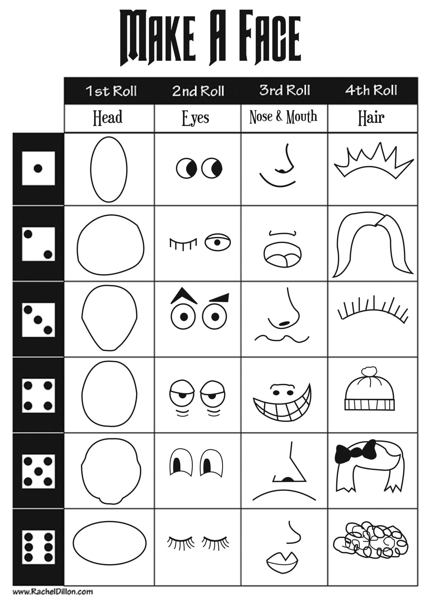 Roll A Monster Free Printable