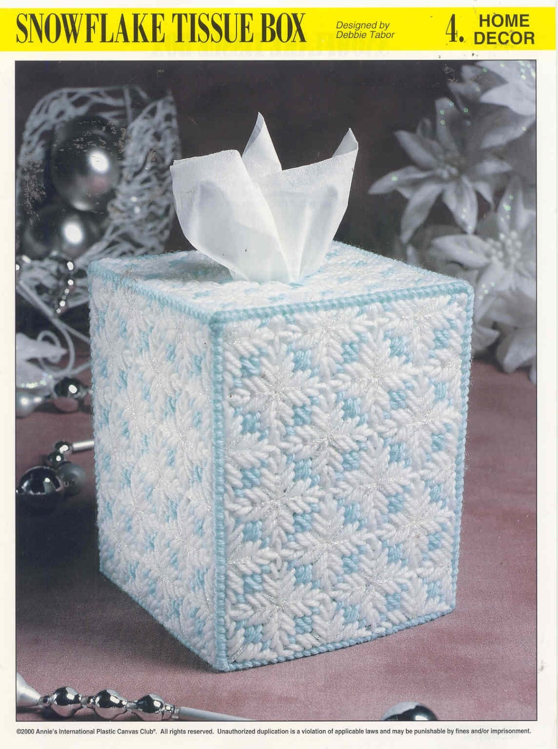 Snowflake Tissue Box Plastic Canvas Pattern NEW