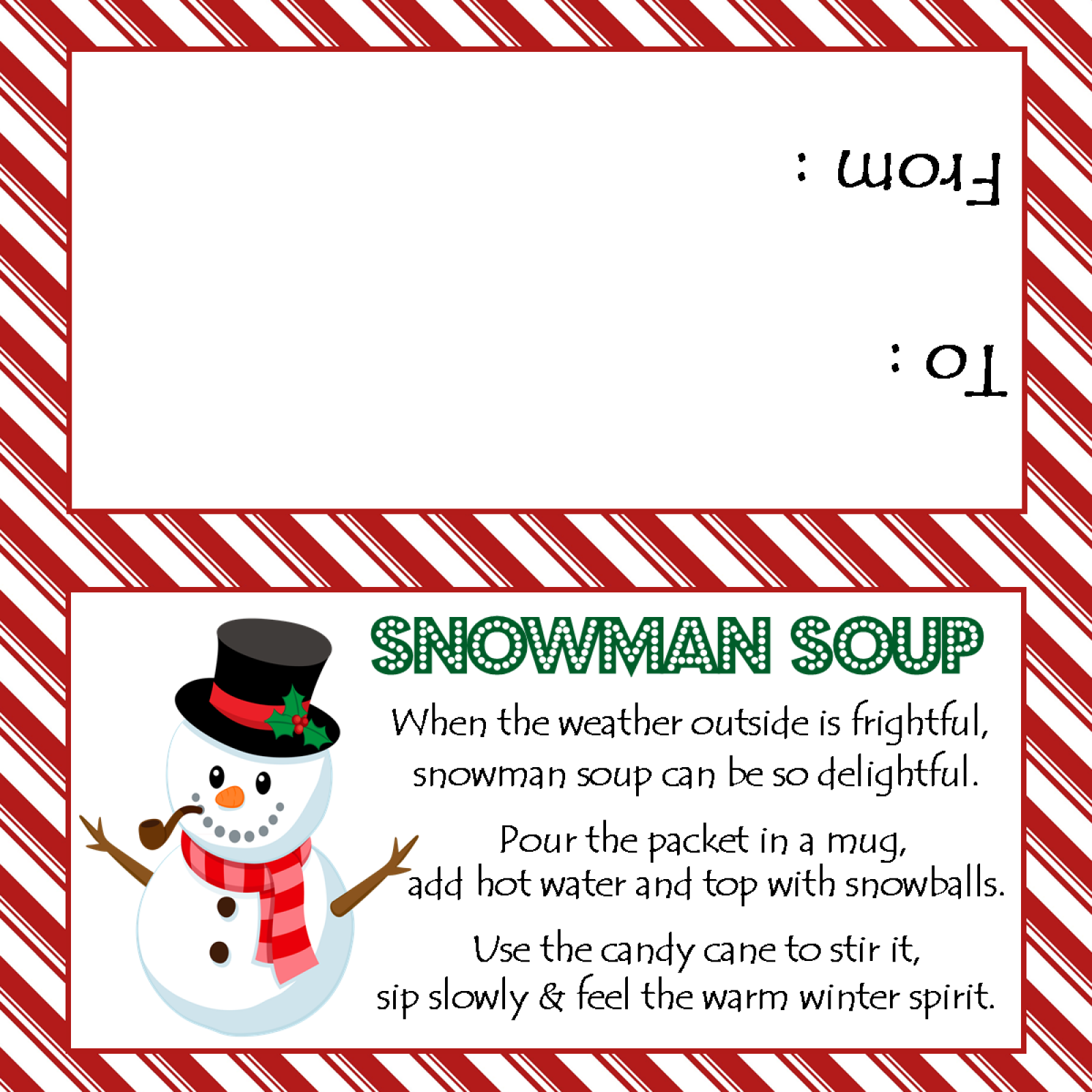 Snowman Soup Treat Bag Topper Sweetdesignsbyregan