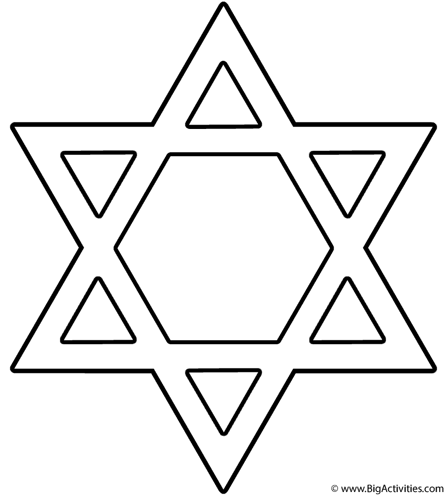 Star Of David Coloring Page Hanukkah 