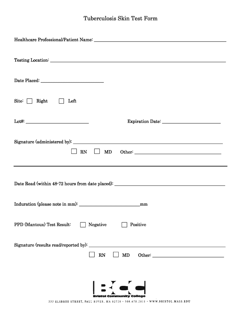 Tb Skin Test Read Form 2020 Fill And Sign Printable Template Online 