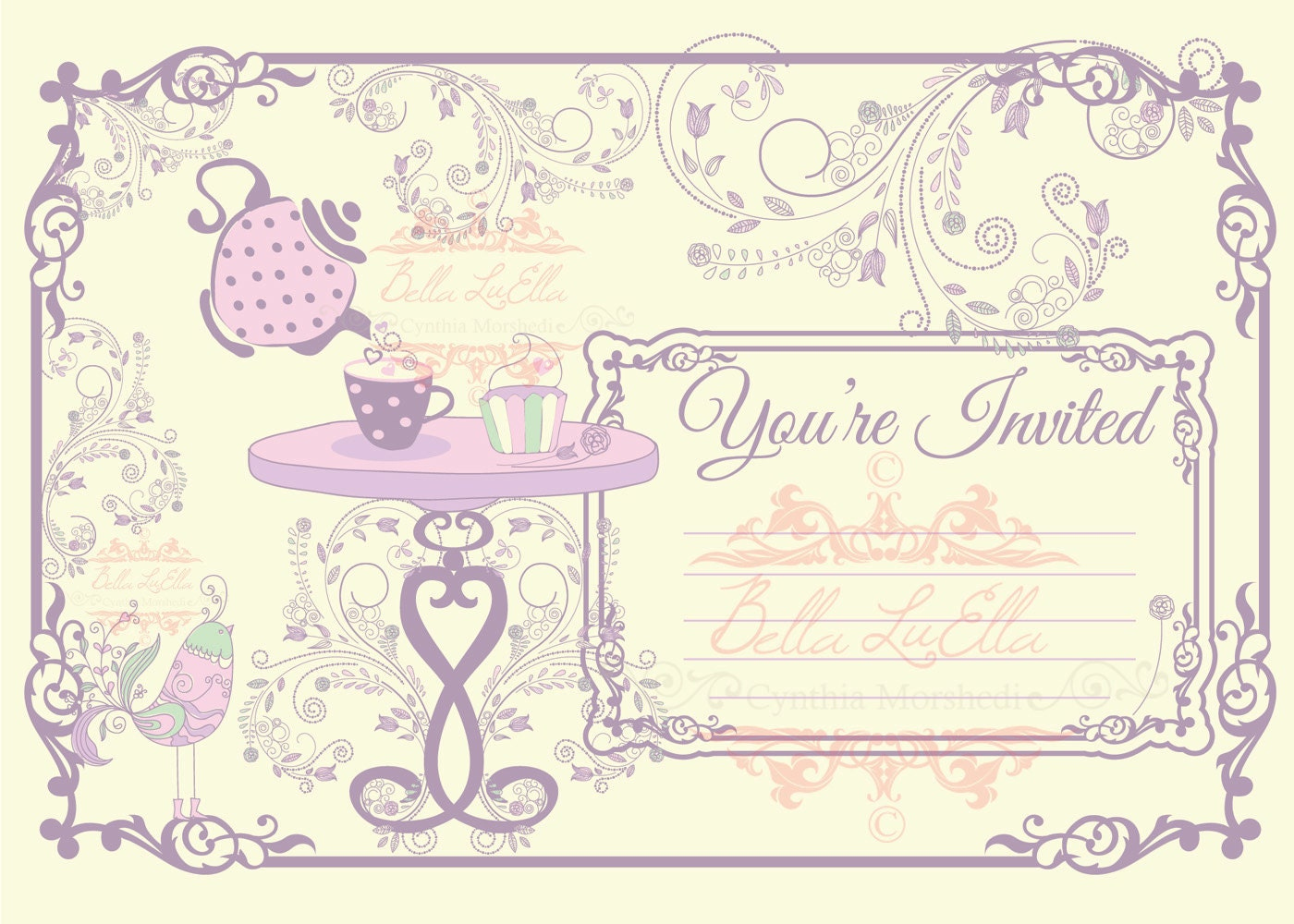 Tea Party Invitation Blank Downloadable