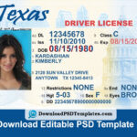Texas Driver License Psd Template Download Editable File Free