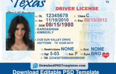 Texas Driver License Psd Template Download Editable File Free