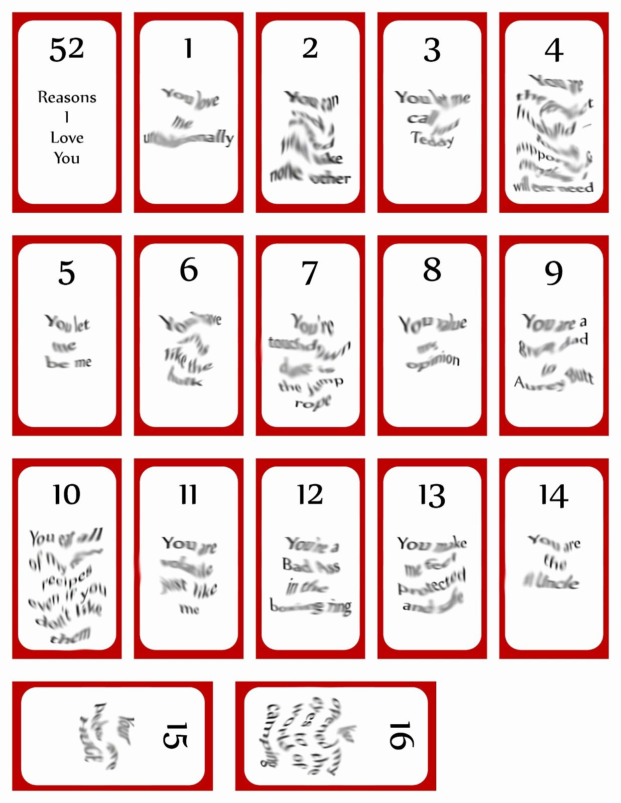 The Stunning 52 Reasons Why I Love You Cards Printable Templates Free 