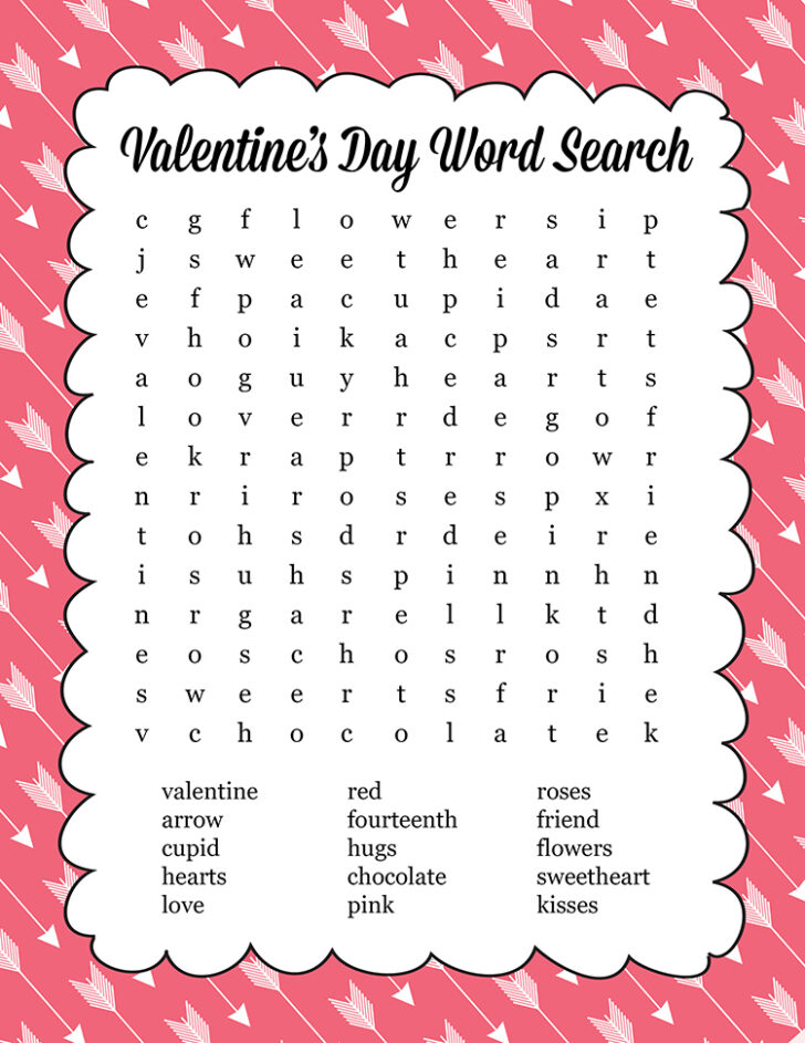Free Printable Valentine Word Search For Adults