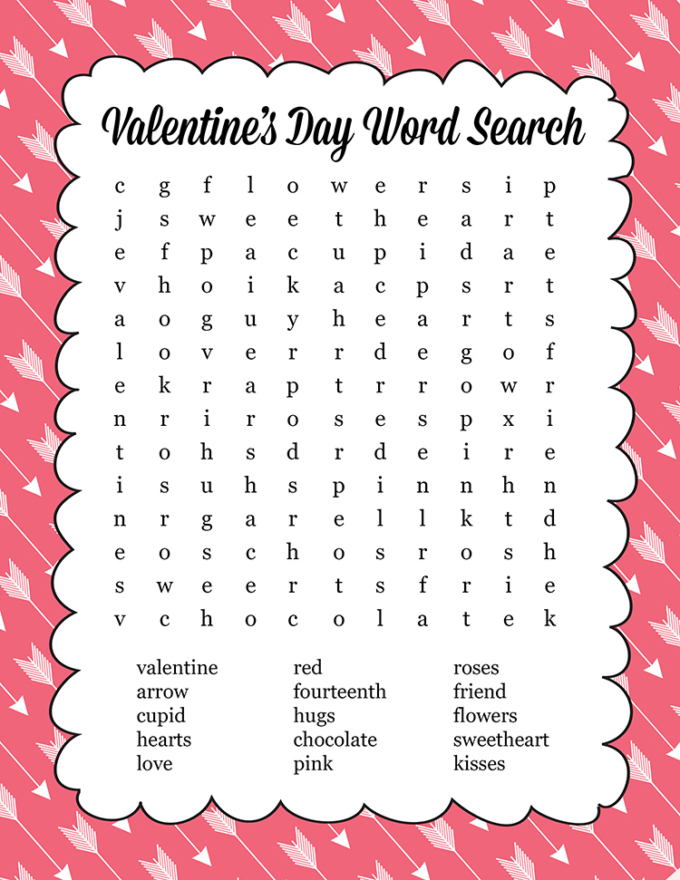 Valentines Word Search Best Coloring Pages For Kids