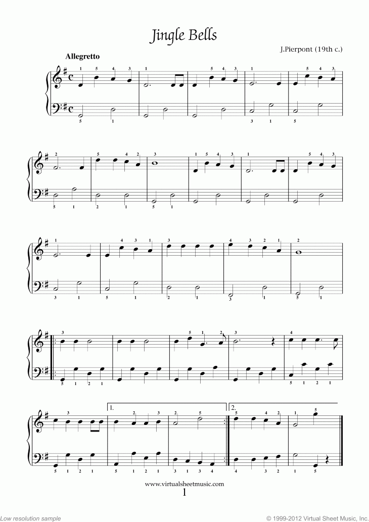 Very Easy Christmas Piano Sheet Music Songs Printable PDF
