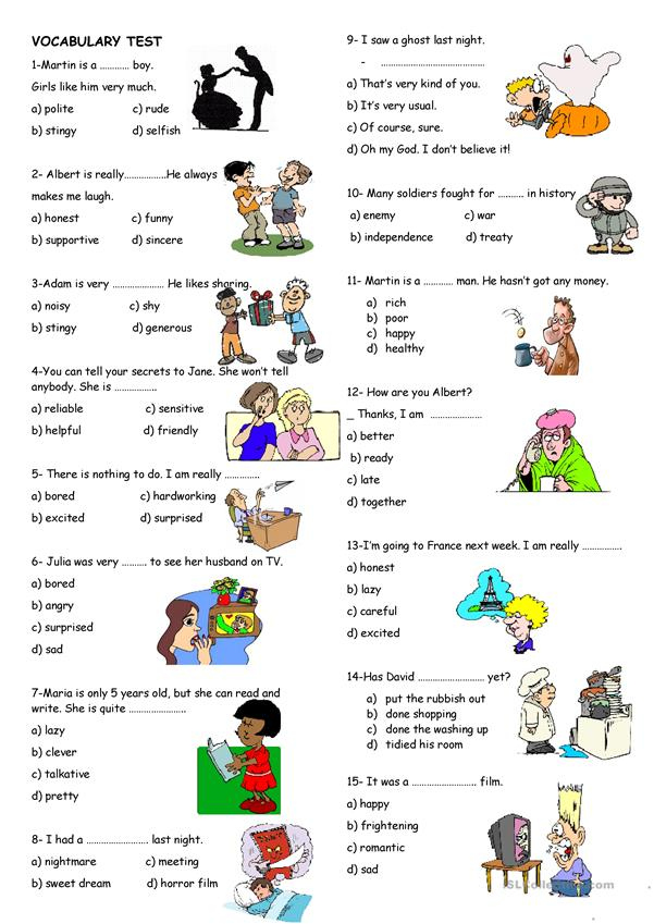 Vocabulary Test Worksheet Free ESL Printable Worksheets Made By Teachers