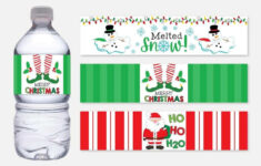 water bottle wrapper template christmas water bottle labels etsy Water Bottle Wrapper Template Christmas Water Bottle Labels Etsy