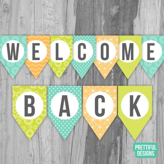 Welcome Back First Day Of School Banner Printable Instant Download By