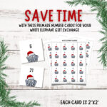 Buy White Elephant Gift Exchange Printable Numbers Editable Pertaining To White Elephant Numbers Free Printable