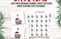 Buy White Elephant Gift Exchange Printable Numbers Editable within Free White Elephant Numbers Printable