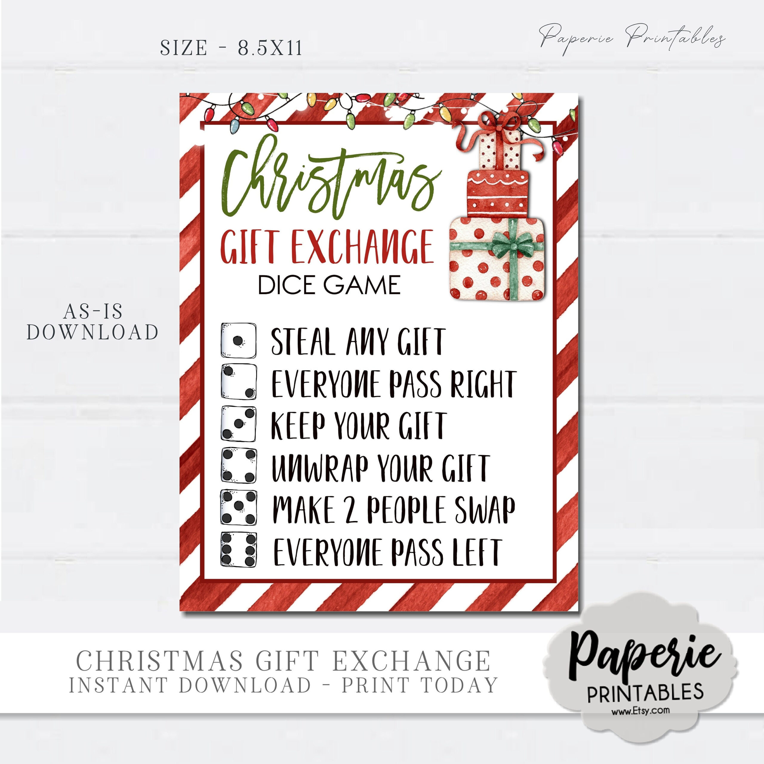 Christmas White Elephant Gift Exchange Rules Printable, Christmas in White Elephant Rules With Numbers