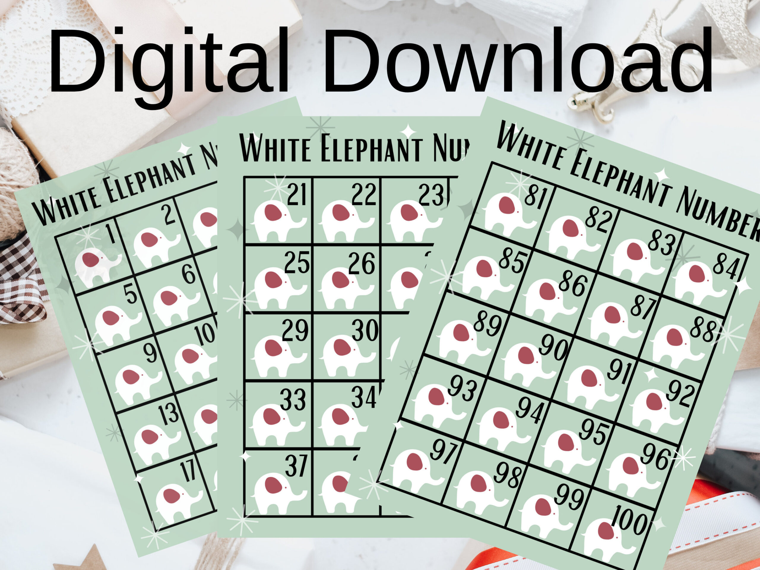 Elephant Numbers - Etsy in White Elephant Numbers Printable 1-50