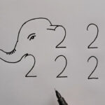 How To Draw Elephant With 2222 Number | How To Turn 2222 Into Elephant |  Elephant Drawing Tutorial Throughout Drawing Numbers For White Elephant